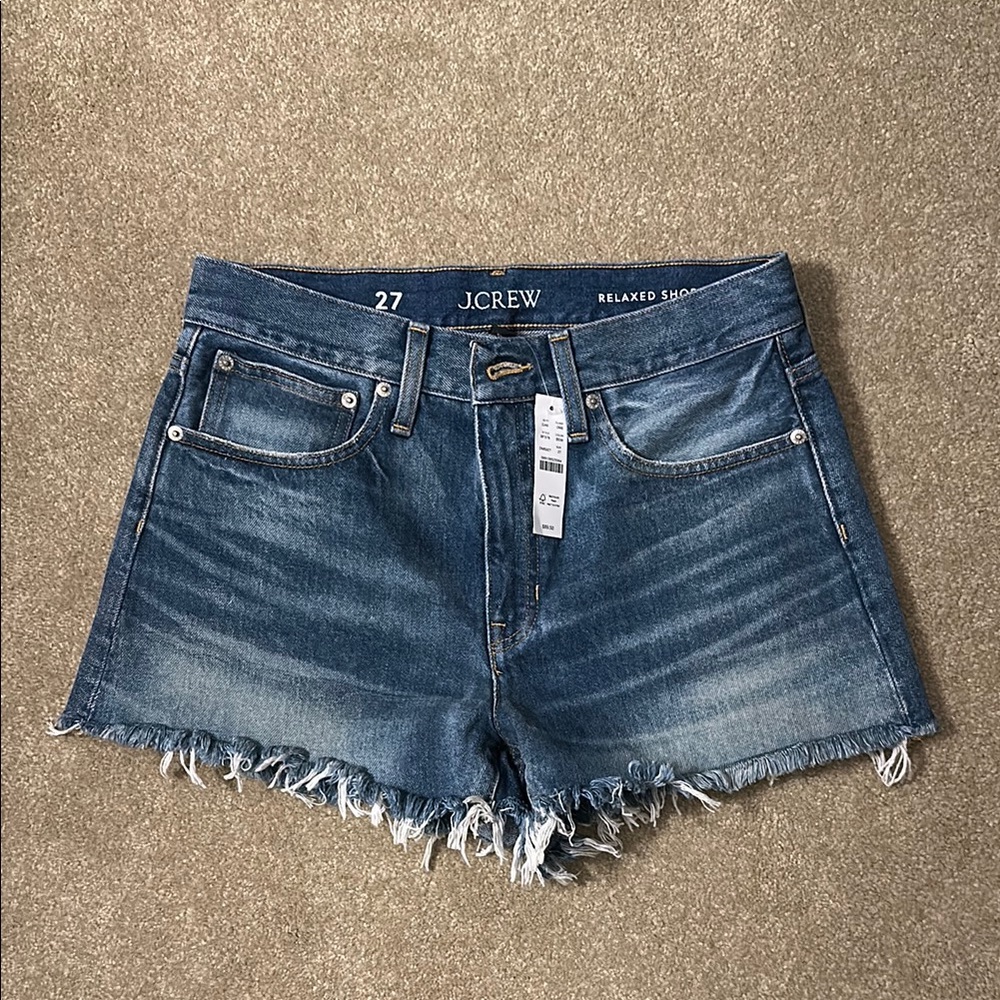 J. Crew Blue Jean Shorts with Frayed Hem
